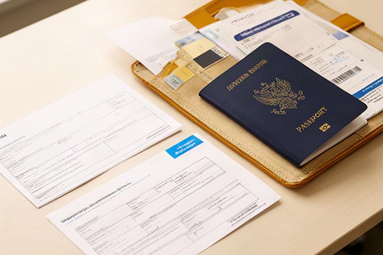 Nederlandse paspoortmap met vliegticket en reisdocumenten op een tafel in Schagen